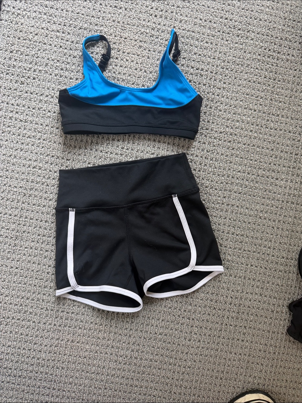 Jo + Jax Black & Blue Athletic Sports Bra and Shorts Set - dance wear